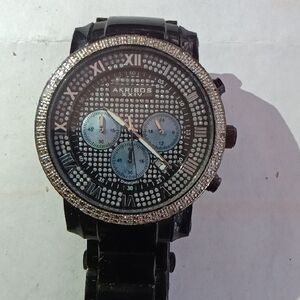 Akribos XXIV Black and Silver Chronograph Watch